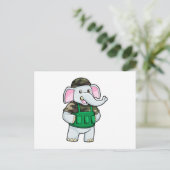 兵隊の象 - 兵隊のユニフォームとヘルメット姿 ポストカード (スタンド正面)