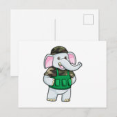 兵隊の象 - 兵隊のユニフォームとヘルメット姿 ポストカード (正面/裏面)