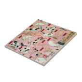 其のまま地口猫飼好五十三疋の(の上の)、国芳猫(1)、Kuniyoshi、Ukiyo-e タイル (側面)