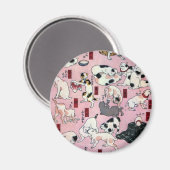 其のまま地口猫飼好五十三疋の(の下の)、国芳猫(3)、Kuniyoshi、Ukiyo-e マグネット (正面/裏面)