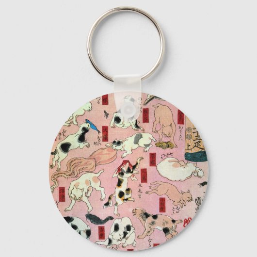 其のまま地口猫飼好五十三疋(上)、国芳猫(1)、国芳、浮世絵 キーホルダー (正面)