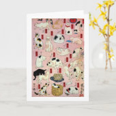 其のまま地口猫飼好五十三疋(中), 国芳 Cats(2), Kuniyoshi, Ukiyo-e カード (黄色い花)