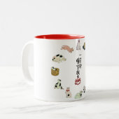 其のまま地口猫飼好五十三疋,国芳猫，国芳，浮世絵 ツートーンマグカップ (正面左)