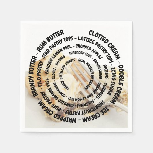具をトッピングした同心円のミンスパイ生地 スタンダードカクテルナプキン (正面)