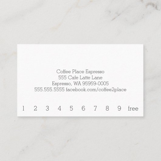 具体的でシンプルなロイヤリティのコーヒーパンチカード ロイヤリティカード (裏面)