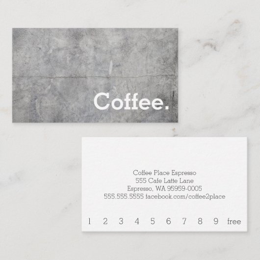 具体的でシンプルなロイヤリティのコーヒーパンチカード ロイヤリティカード (正面/裏面)