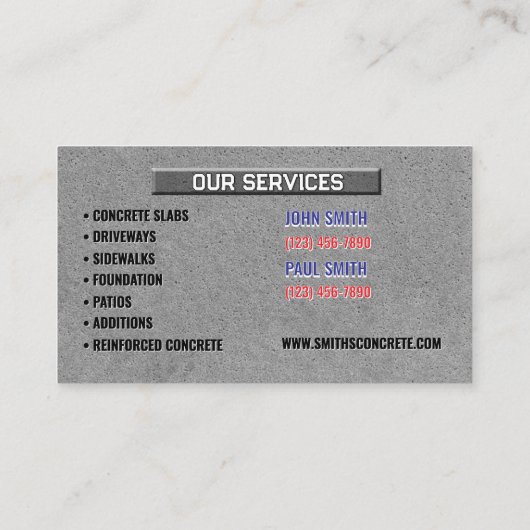 具体的な名刺 名刺 (裏面)