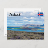 典型的なアイスランドの朝の海の景色と農場 ポストカード (正面/裏面)
