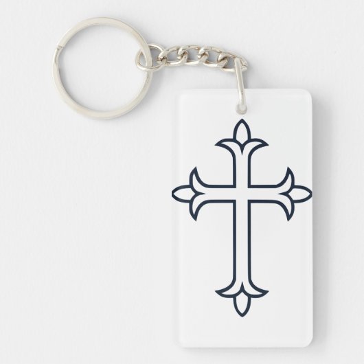 典型的なキリスト教十字架 キーホルダー (正面)
