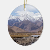 典型的なチベットの山の風景 セラミックオーナメント (左)