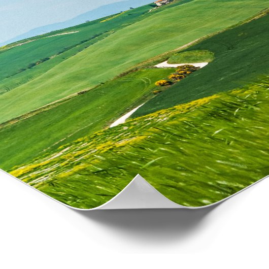 典型的なトスカーニャの風景 ポスター (角)