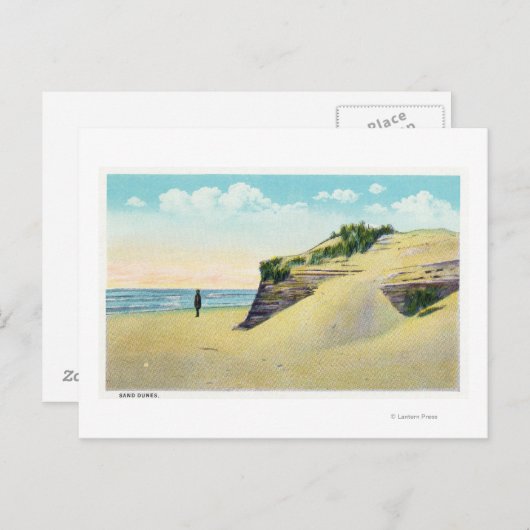 典型的なニューイングランド砂丘のビュー ポストカード (正面/裏面)