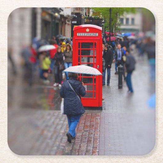 典型的なロンドン – アンブレラ忘れコースターを行わない スクエアペーパーコースター (正面)