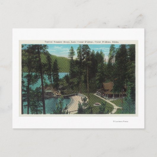 典型的な夏の家の空中眺め ポストカード (正面)