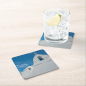 典型的な白塗り教会 スクエアペーパーコースター (インサイチュ)