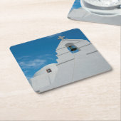 典型的な白塗り教会 スクエアペーパーコースター (アングル)