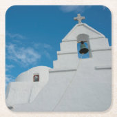 典型的な白塗り教会 スクエアペーパーコースター (正面)