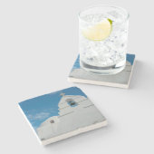 典型的な白塗り教会 ストーンコースター (横)