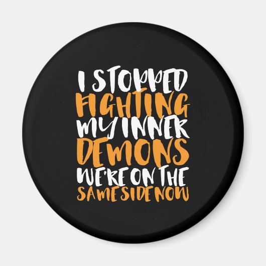 内おもしろいの悪魔とストップの皮肉なユーモア マグネット (正面)