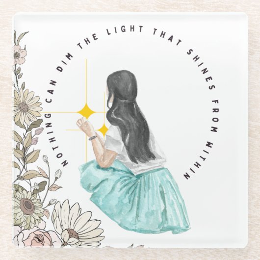 内から照る光は何も暗くできない ガラスコースター (正面)