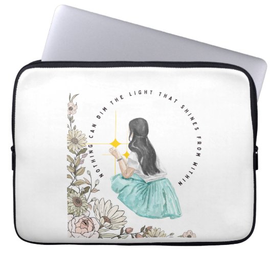 内から照る光は何も暗くできない ラップトップスリーブ (正面)