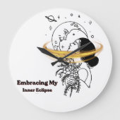 内なるエクリプスを受け入れる 天体月ラインアート ラージ壁時計 (正面)