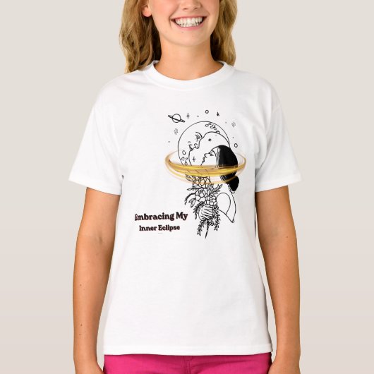 内なるエクリプスを受け入れる 天体月ラインアート Tシャツ (正面)