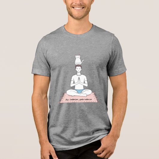 内なる平穏、外なる猫 トライブレンドTシャツ (正面)