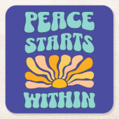 内に平和が始まる スクエアペーパーコースター (正面)