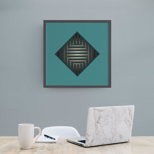 内側の寸法：青 – 緑と灰色の線 ポスター