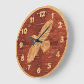 内側の樺皮に刻んだ素朴な黒ガラス ラージ壁時計 (傾斜)