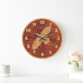 内側の樺皮に刻んだ素朴な黒ガラス ラージ壁時計 (ホーム)