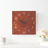 内側の白樺の樹皮 スクエア壁時計 (ホーム)