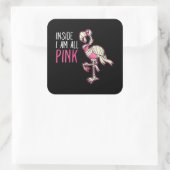 内側は全ピンクフラミンゴ | Flamingo おもしろい スクエアシール (バッグ)