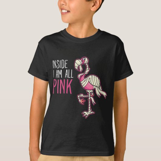 内側は全ピンクフラミンゴ | Flamingo おもしろい Tシャツ (正面)