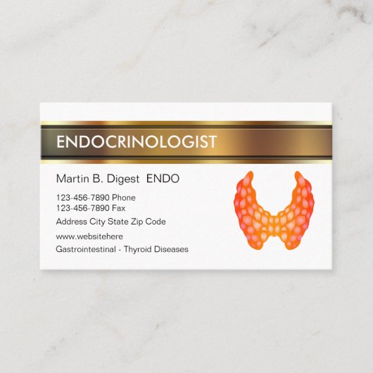 内分泌学者編集可能な医療ビジネスカード 名刺 (正面)