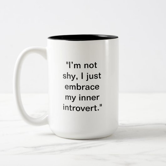 内向おもしろいきマグカップ | 名前をカスタムする贈与 ツートーンマグカップ (左)