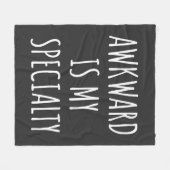 内向きおもしろいユーモア引用文ぎこちないおもしろいブラック フリースブランケット (正面(横))