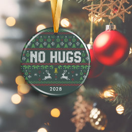 内向きおもしろいNoハグス醜いクリスマスセーター セラミックオーナメント