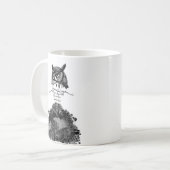 内向きエンパスフクロウ知恵図解入りの、写真付きのインク引用文 コーヒーマグカップ (正面左)