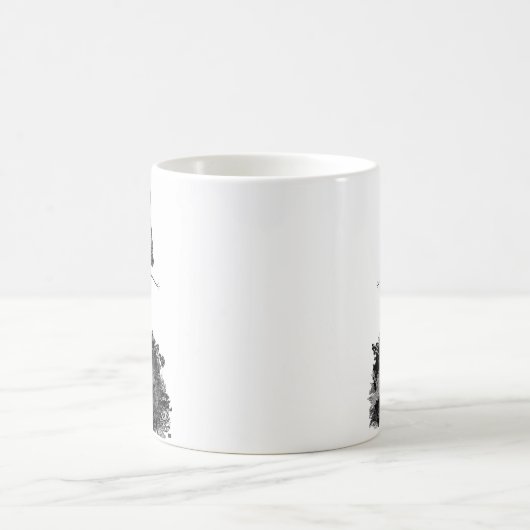 内向きエンパスフクロウ知恵図解入りの、写真付きのインク引用文 コーヒーマグカップ (中央)