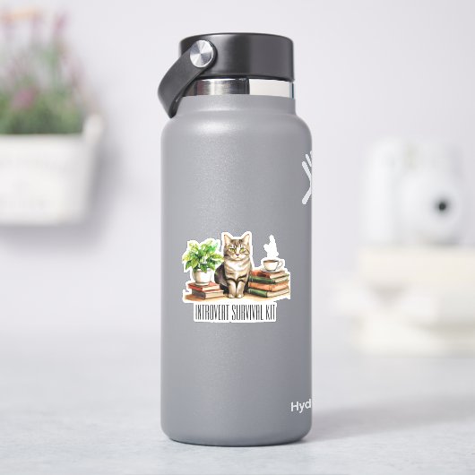 内向きサバイバルキット（猫、植物、コーヒー、書籍） シール (HydroFlask)
