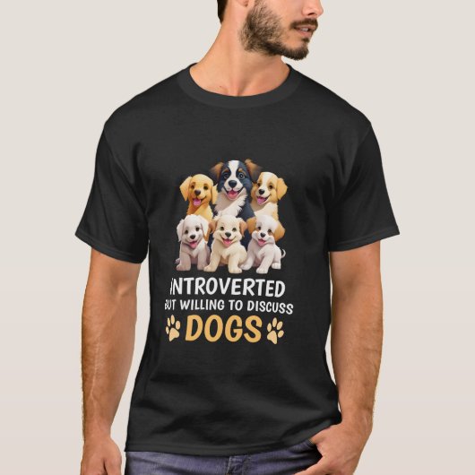 内向的だが犬のおもしろい犬 Tシャツ (正面)