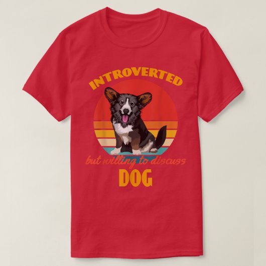 内向的だが犬の話に喜んでカーディガンW Tシャツ (デザイン正面)