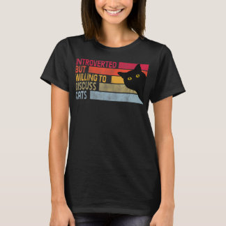 内向的だが猫の話に進おもしろいむ Tシャツ