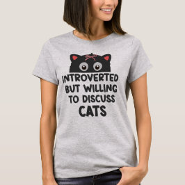 内向的だが猫の話に進む Tシャツ