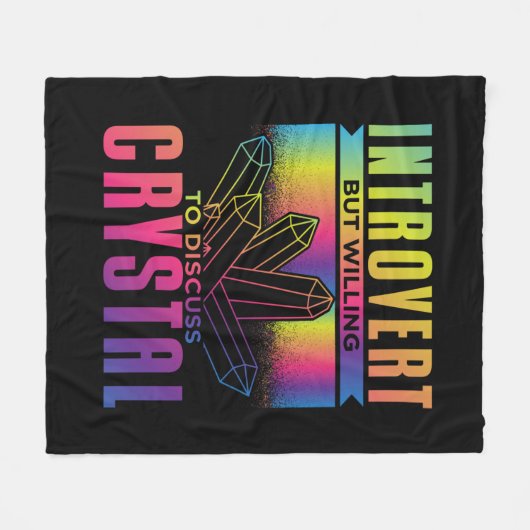 内向的だが結晶について話し合う気がある フリースブランケット (正面(横))