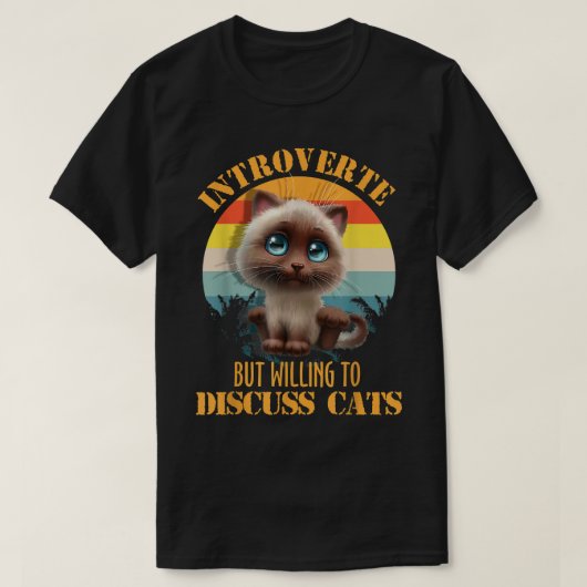 内向的だが、猫との話をしたい Tシャツ (デザイン正面)