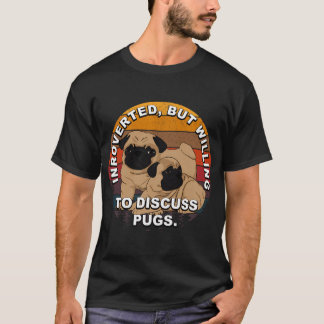 内向的だけどパグについてなら話すよ レトロな太陽 Tシャツ