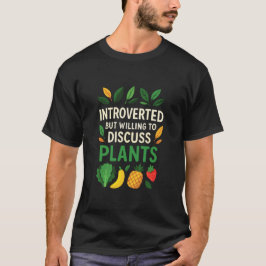 内向的だけど植物の話ならするよ 面白いデザイン Tシャツ
